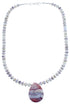 Sterling Silver Fancy Shell And Agate Bead Necklace BX120657
